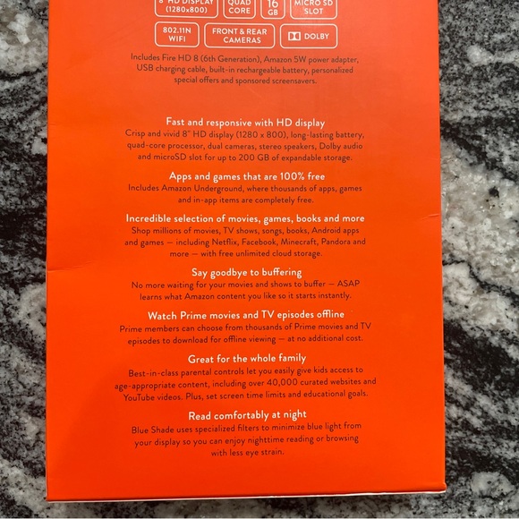 Amazon Kindle Fire HD 8 (6th Generation), Wi-Fi, 8in - Black - BRAND NEW SEALED - Picture 5 of 7